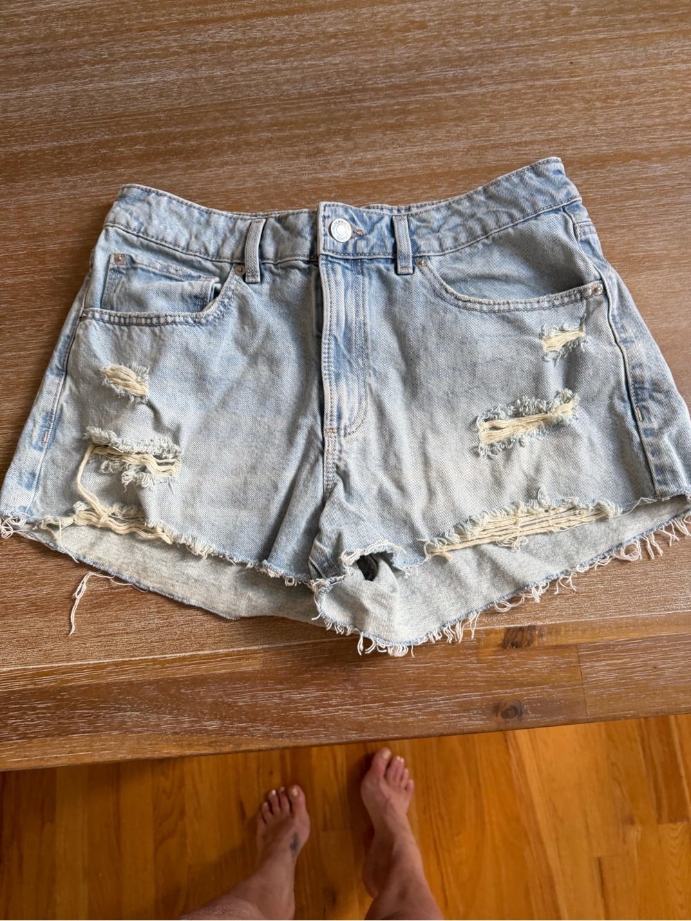 Garage Light Wash Distressed Denim Shorts
